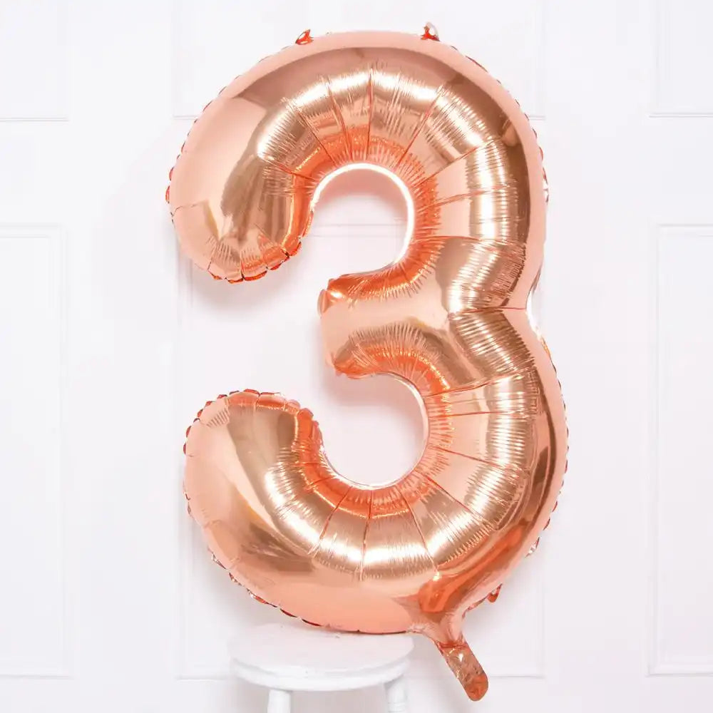 Rose Gold Number Balloons 34"