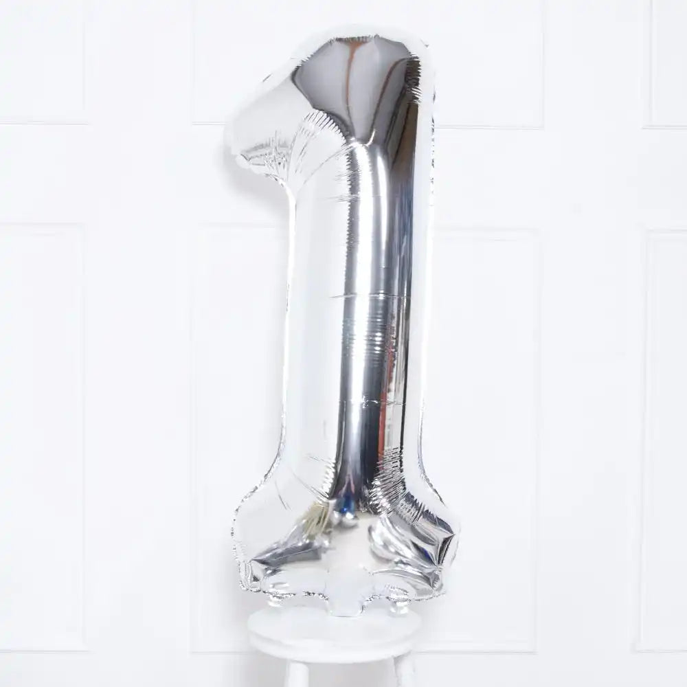 Silver Number Balloons 34"