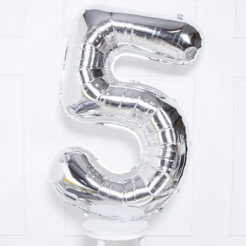 Silver Number Balloons 34"