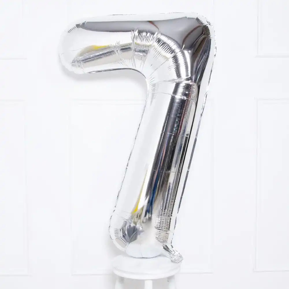 Silver Number Balloons 34"