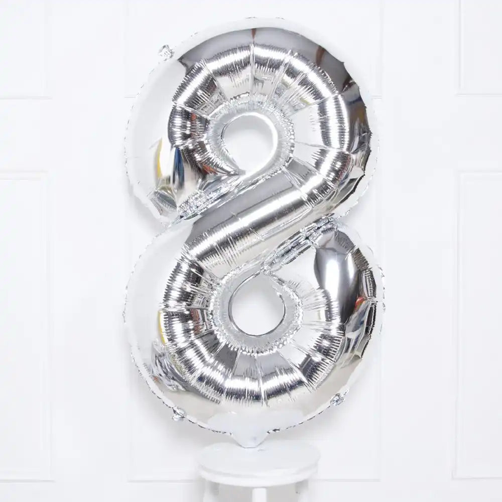 Silver Number Balloons 34"