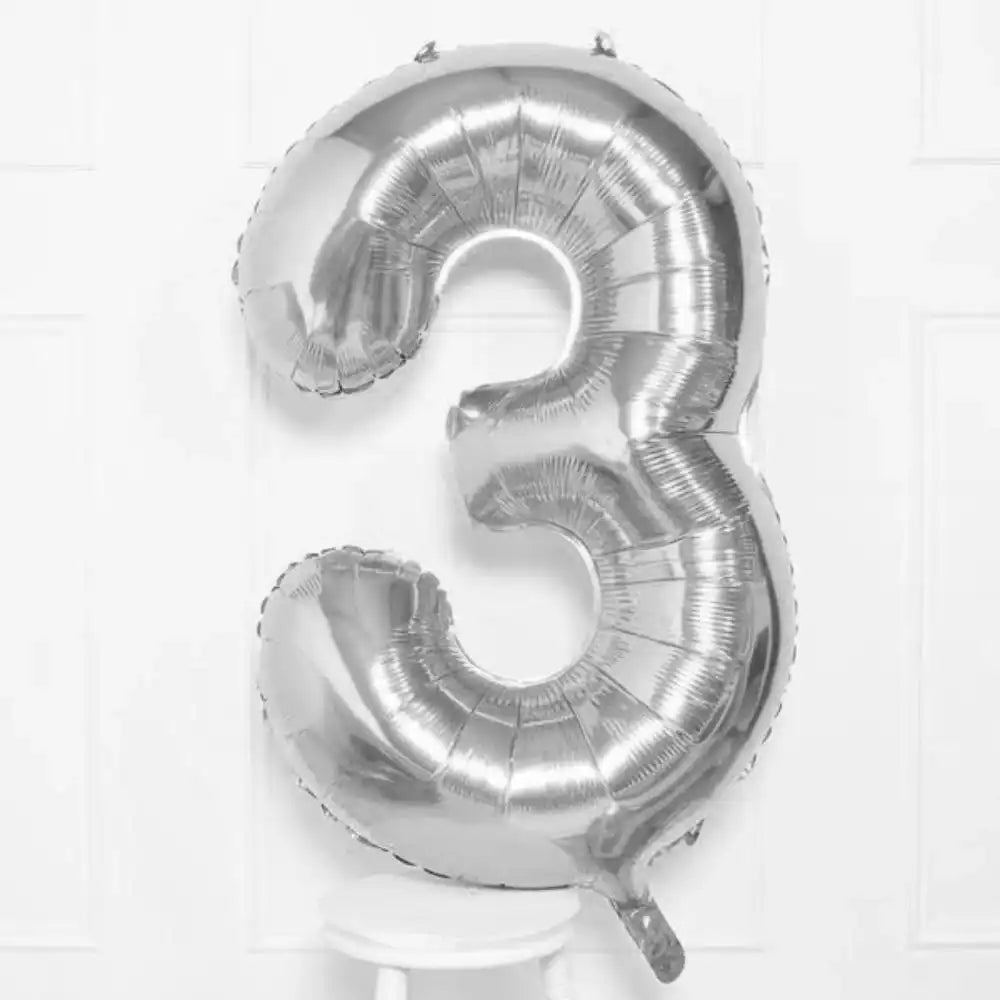 Silver Number Balloons 34"