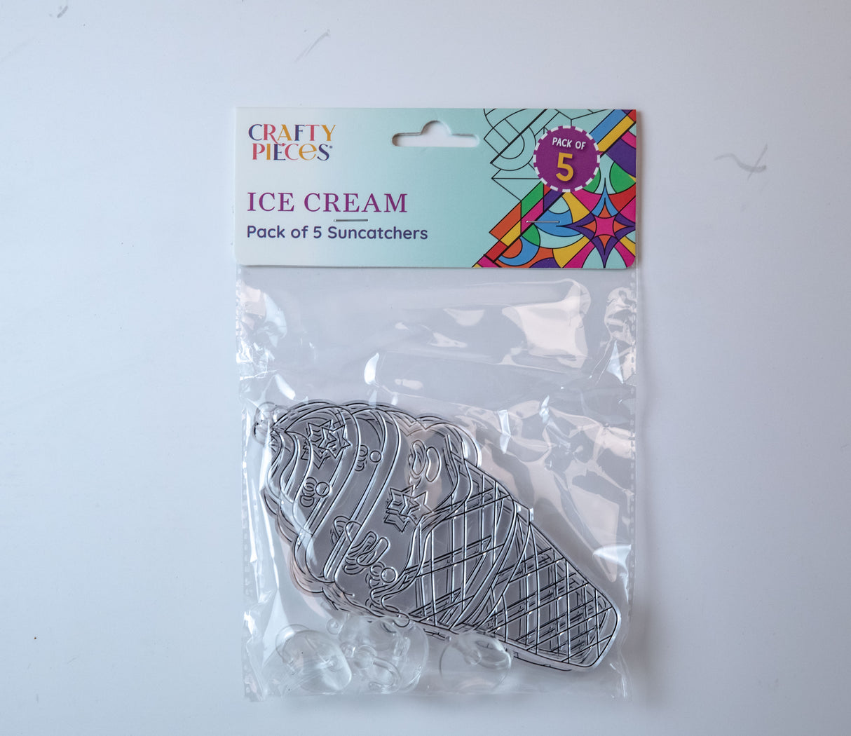 Suncatcher - Ice Cream - Pack of 5 with Suction Hooks