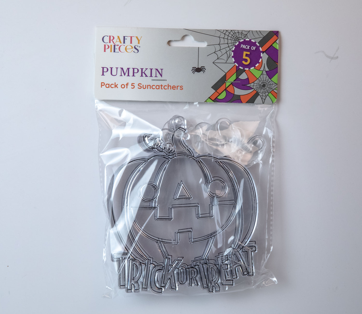 Suncatcher  -  Pumpkin  - Pack of 5 with Suction Hooks