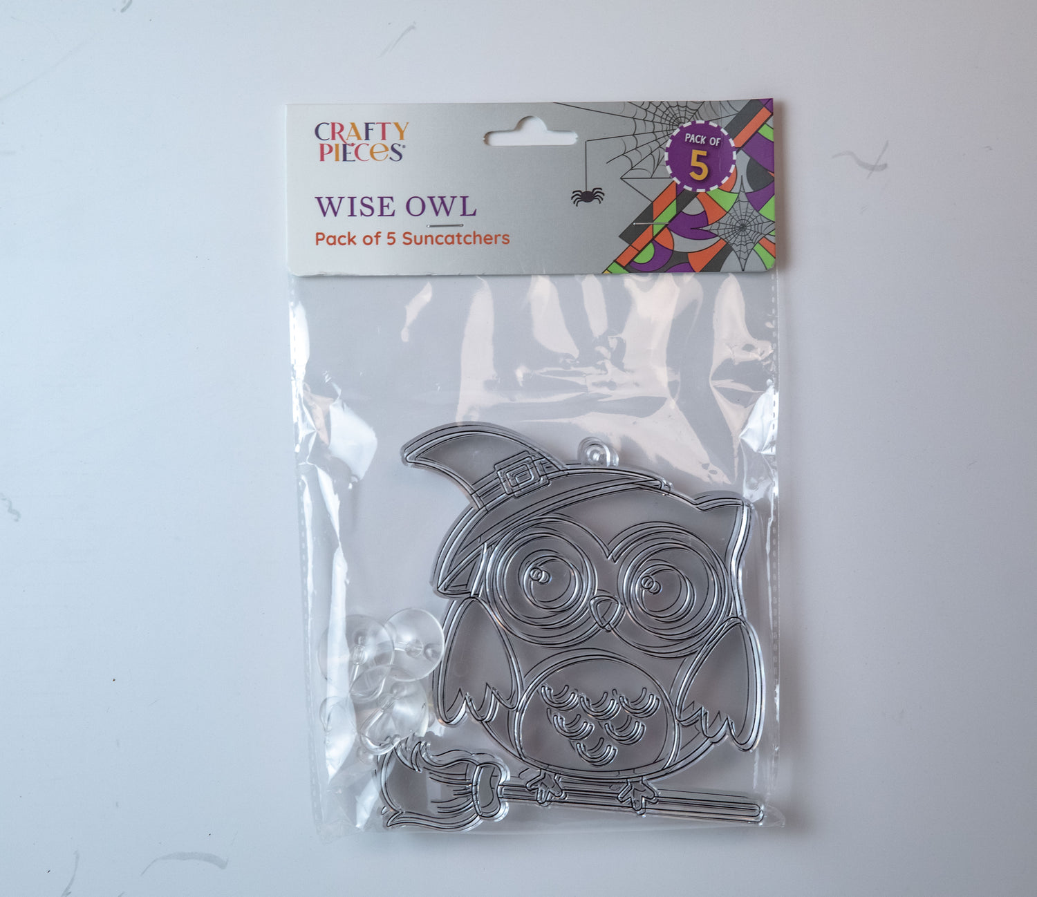 Suncatcher  -  Wise Owl  -  Pack of 5 with Suction Hooks