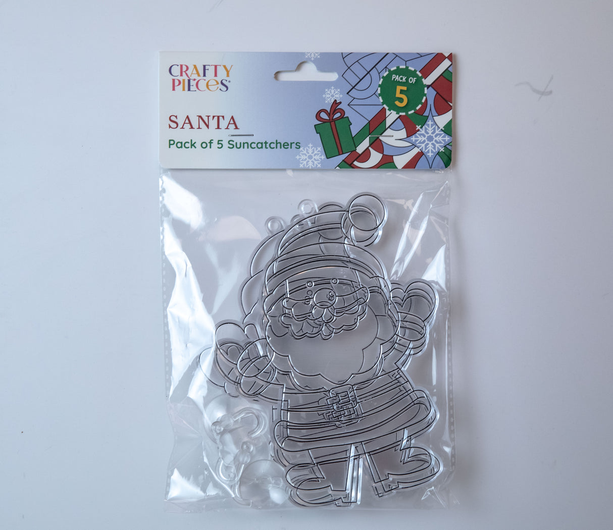 Suncatcher  -    Santa  - Pack of 5 with Suction Hooks