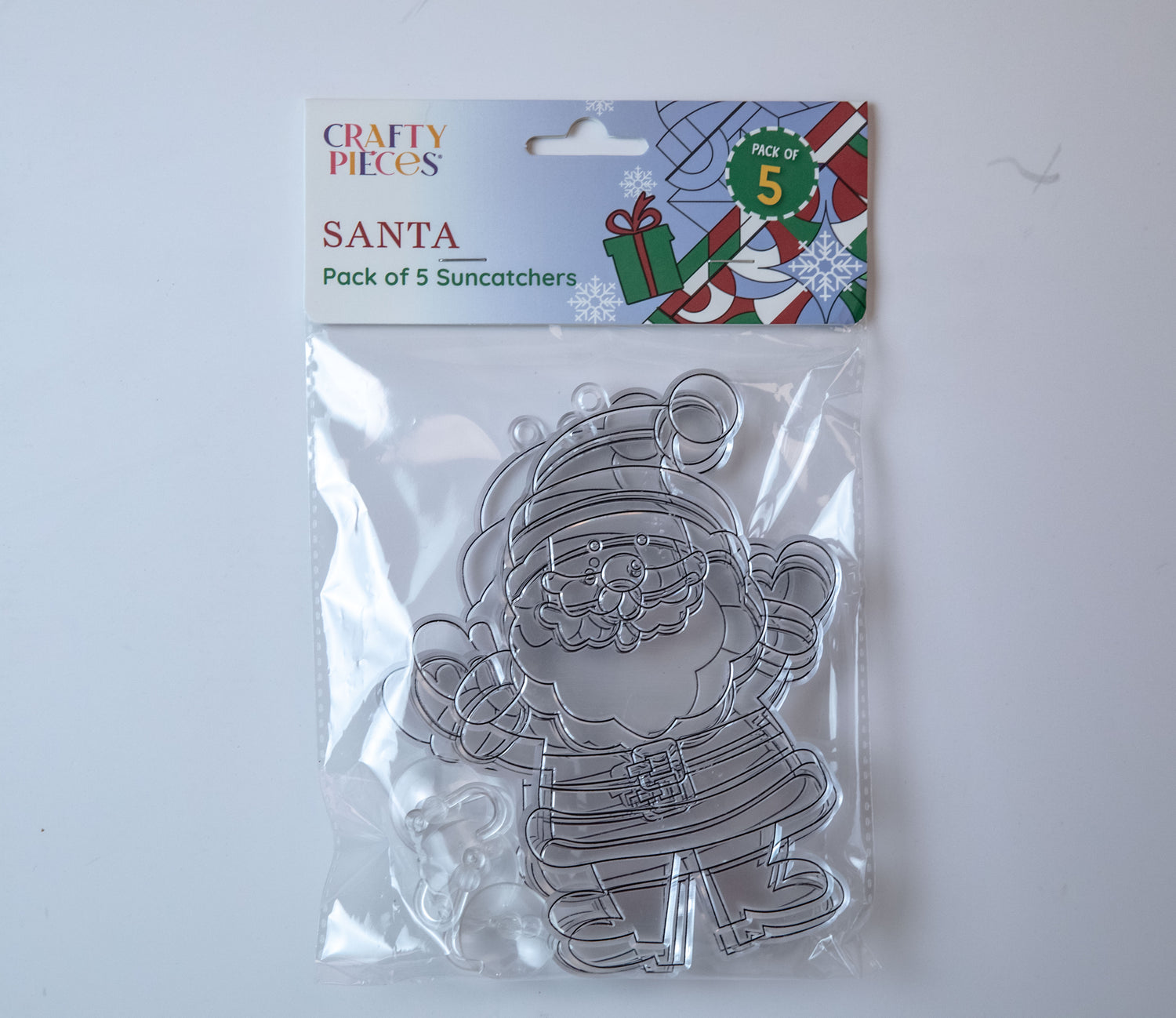 Suncatcher  -    Santa  - Pack of 5 with Suction Hooks