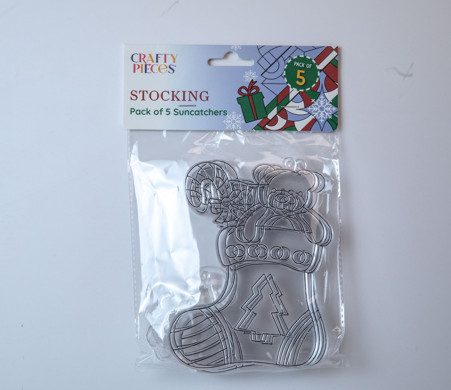 Suncatcher  -    Stocking  -  Pack of 5 with Suction Hooks