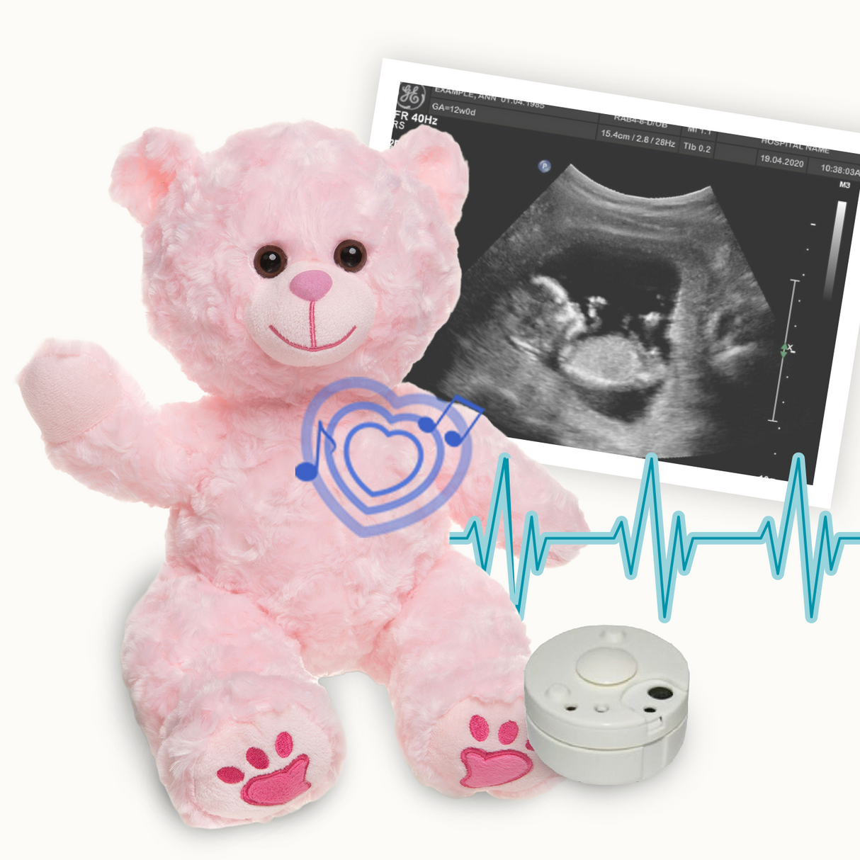 Heartbeat Stuffed Bear - Charm the Pink Bear