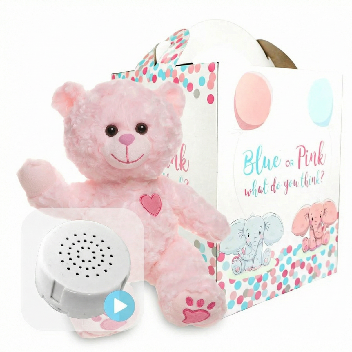 Charm the Pink Bear 16" Gender Reveal Heartbeat Bear