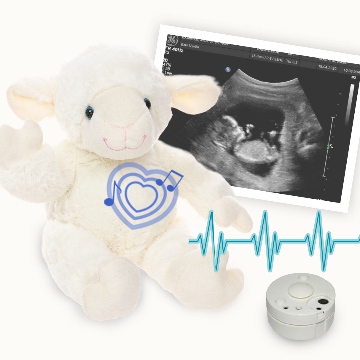 Heartbeat Stuffed Bear - Cottonball the Lamb