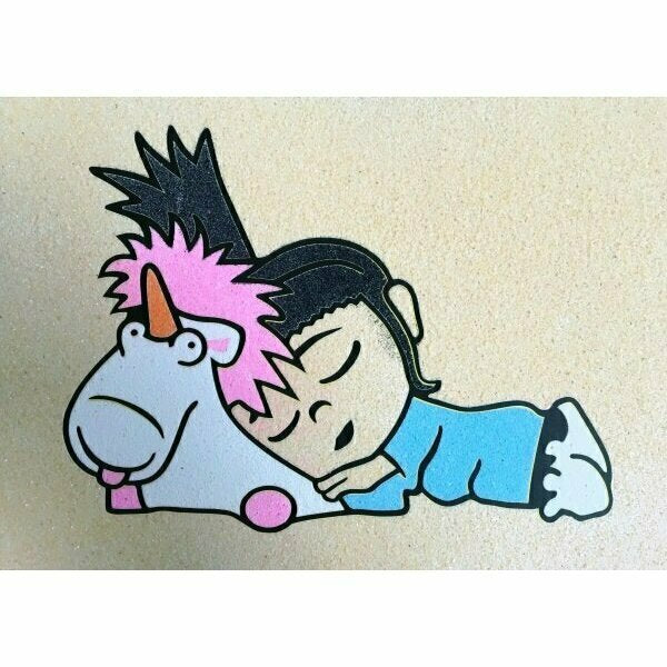 A4 Minions - Despicable Me - Unicorn Girl Sand Art Picture (Pack 25)