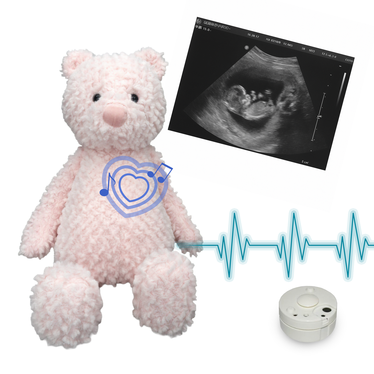 Heartbeat Stuffed Bear Flopsy Pink Teddy (16"")