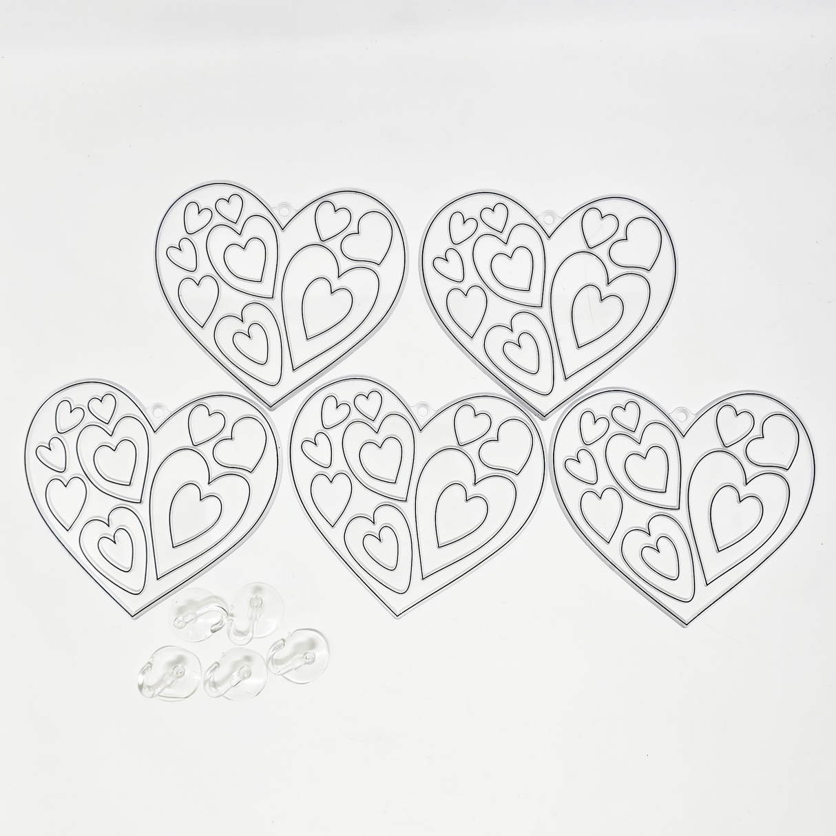 Suncatcher - Heart - Pack of 5 with Suction Hooks