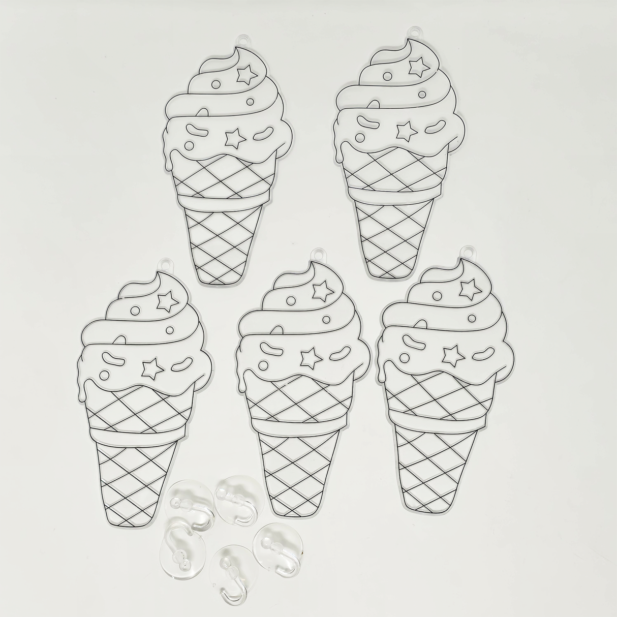 Suncatcher - Ice Cream - Pack of 5 with Suction Hooks