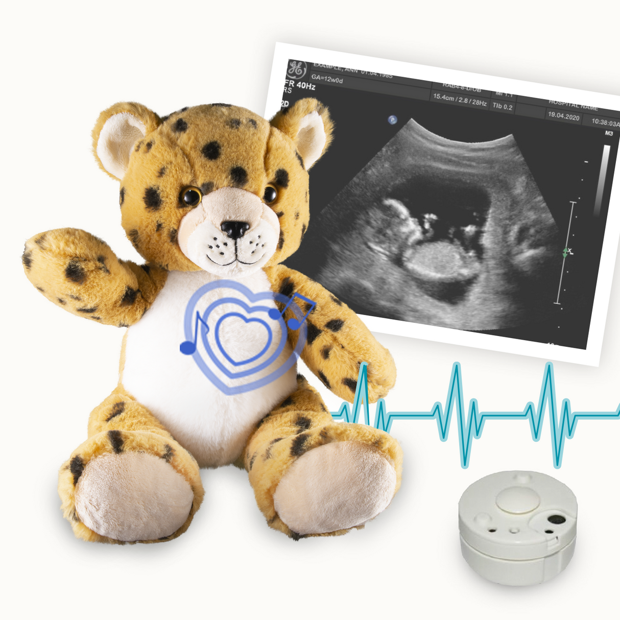 Heartbeat Stuffed Bear - Lenny the Leopard