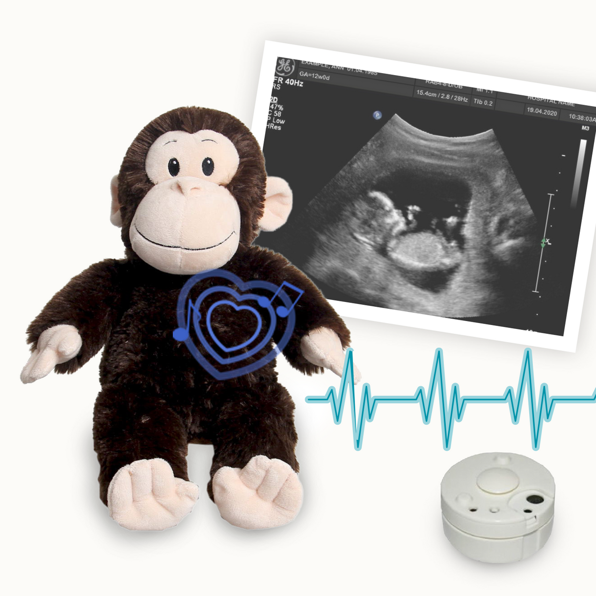 Heartbeat Stuffed Bear - Milo the Monkey