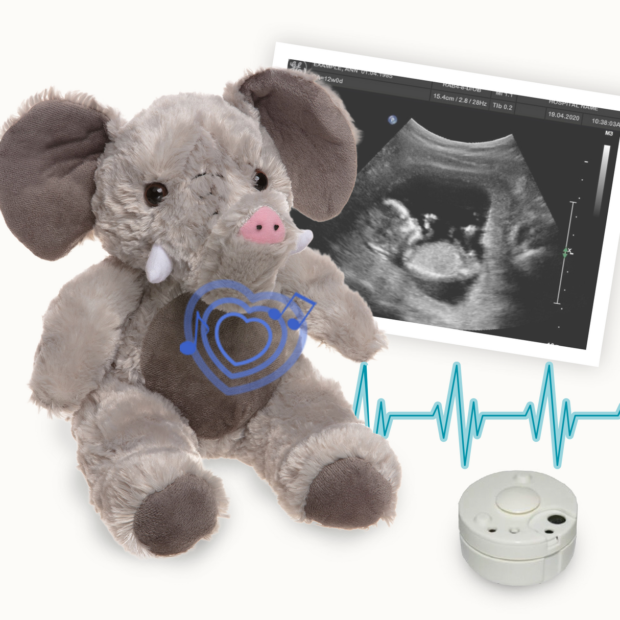 Heartbeat Stuffed Bear - Peanut the Elephant