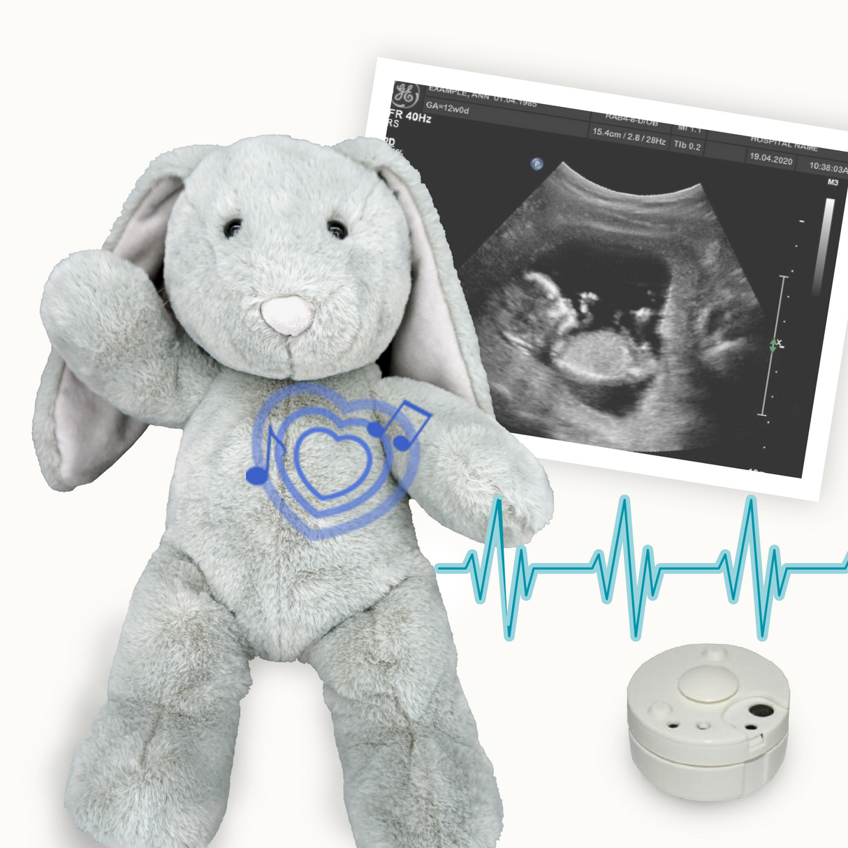 Heartbeat Stuffed Bear - Pebbles the Bunny