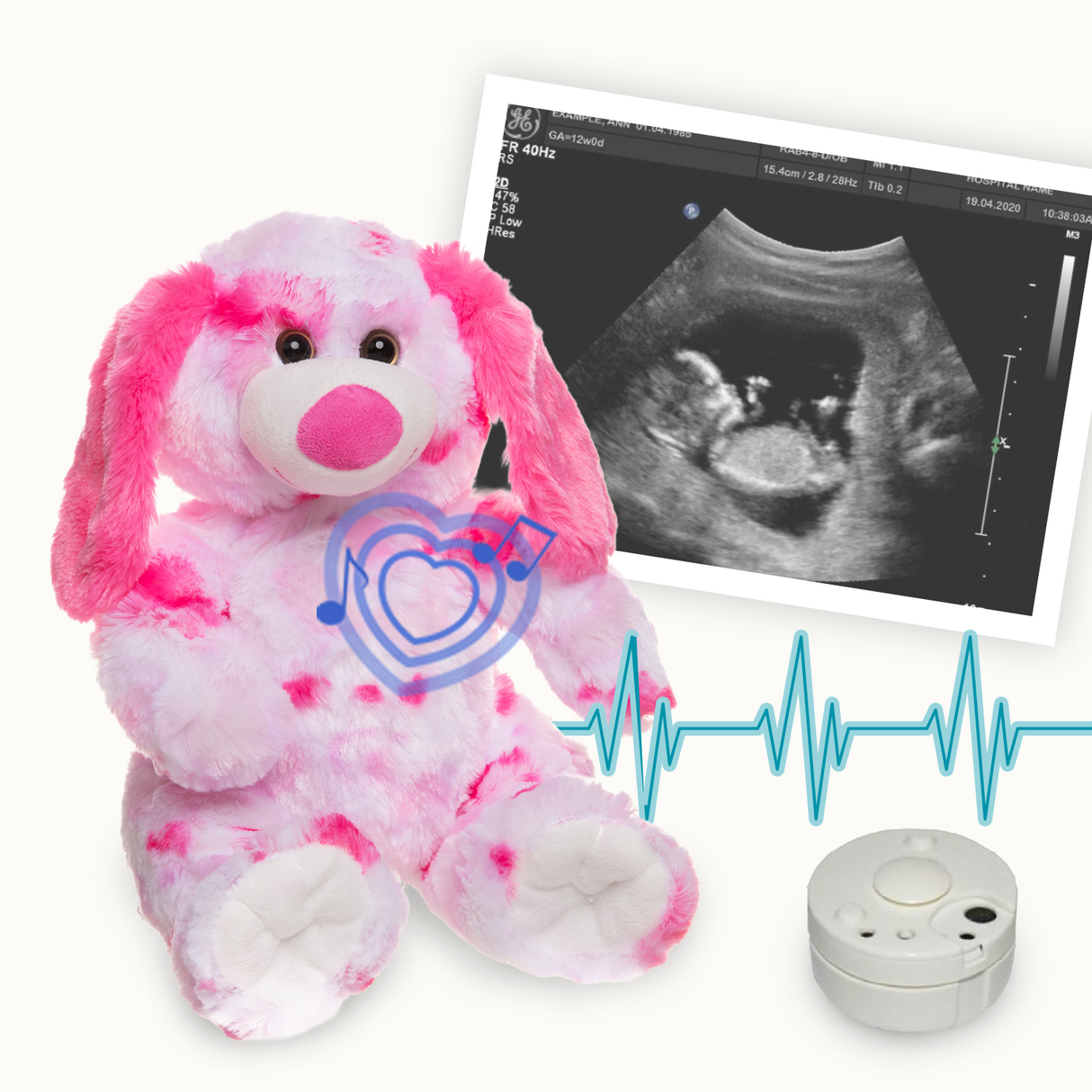 Heartbeat Stuffed Bear - Pinky the Dog