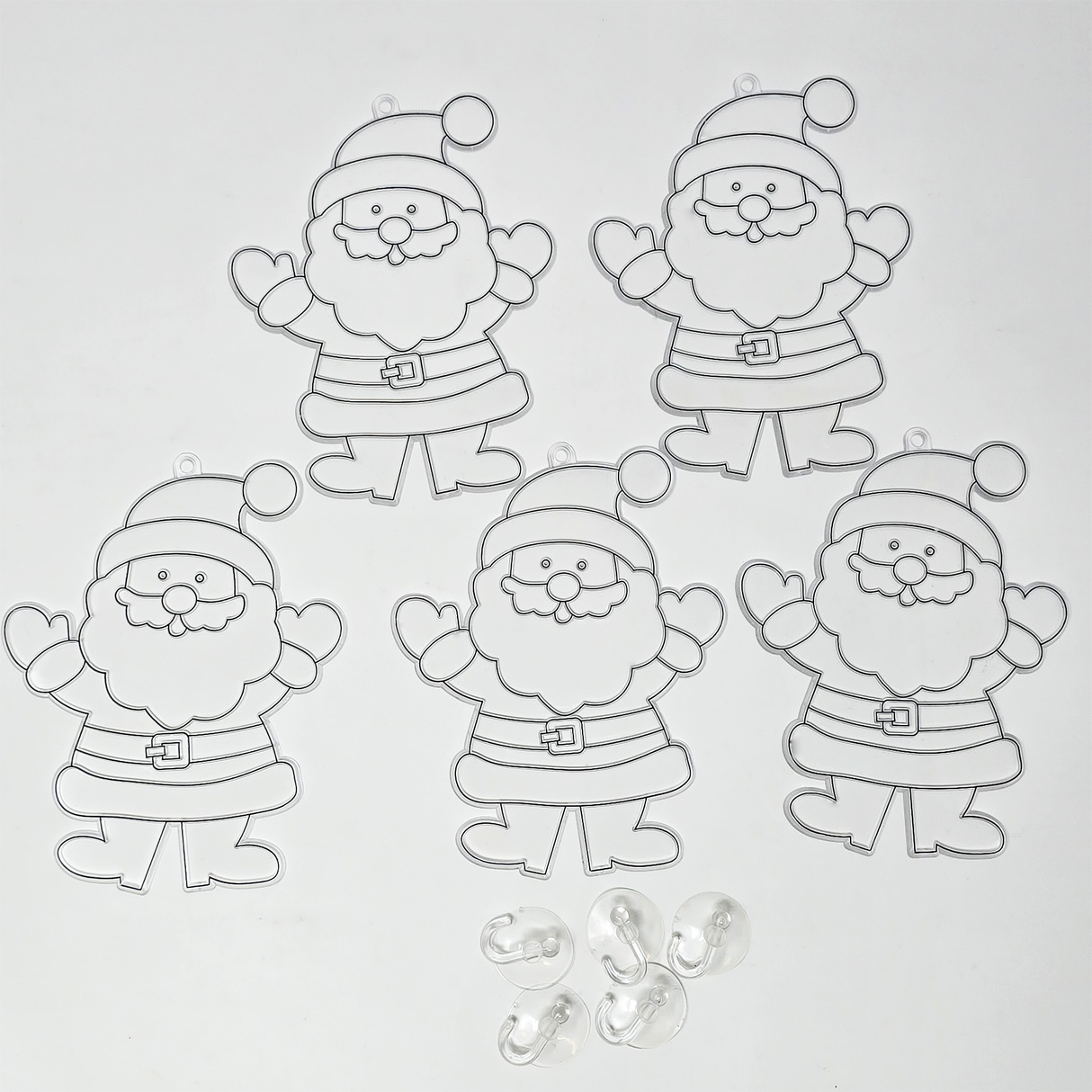 Suncatcher  -    Santa  - Pack of 5 with Suction Hooks