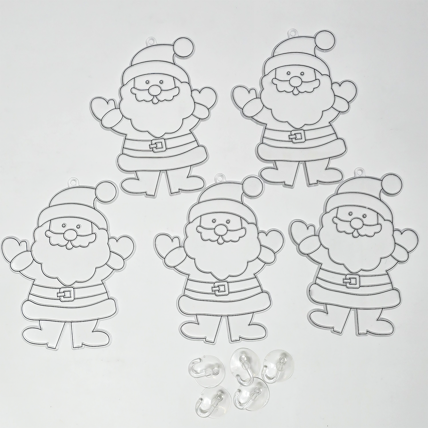 Suncatcher  -    Santa  - Pack of 5 with Suction Hooks