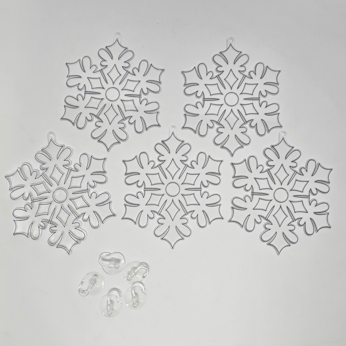 Suncatcher  -   Snowflake  -  Pack of 5 with Suction Hooks