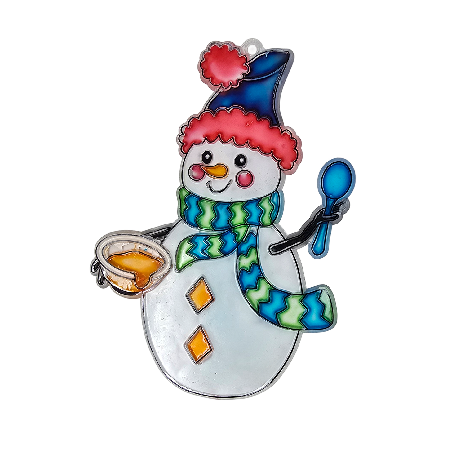 Suncatcher  -  Snowman   - Pack of 5 with Suction Hooks