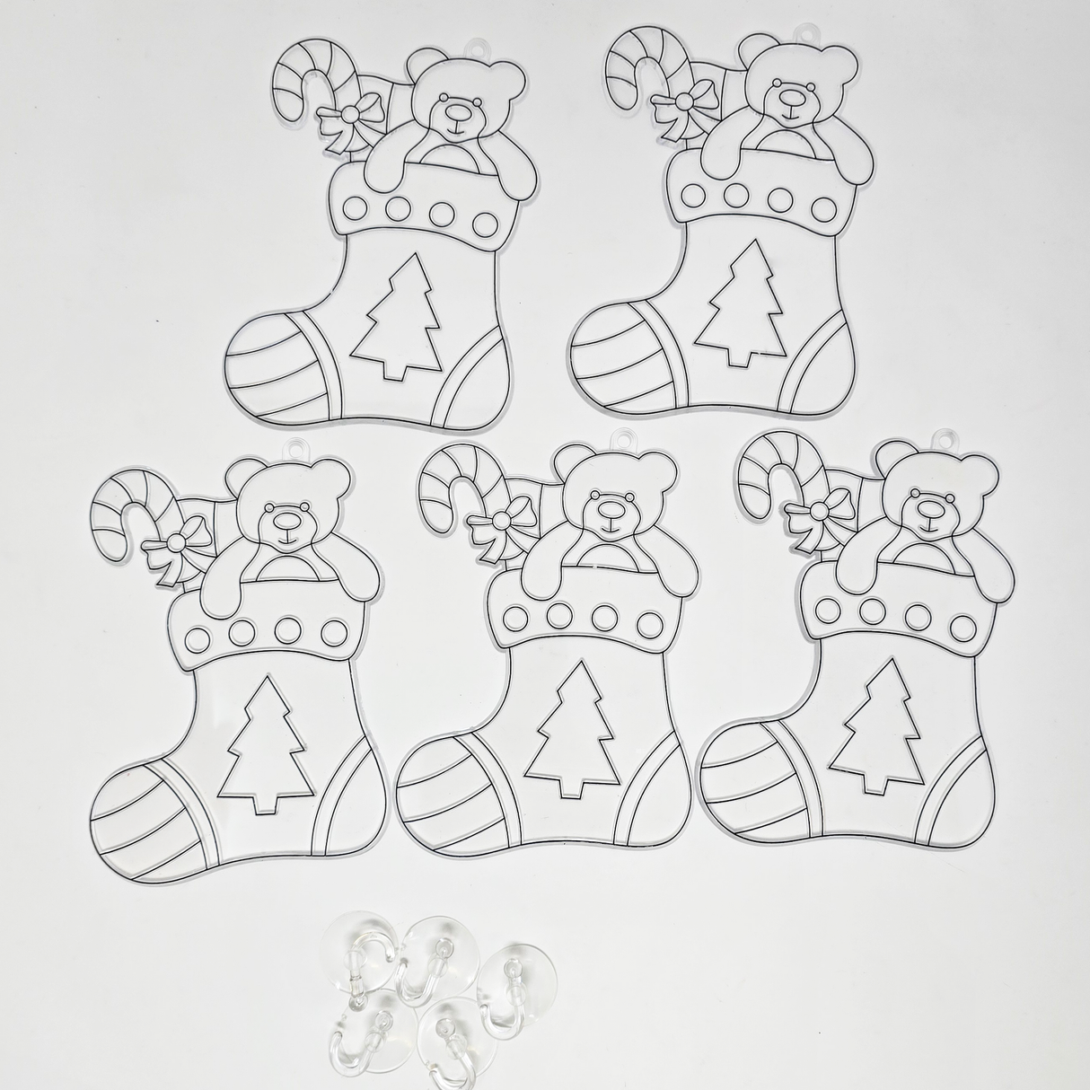 Suncatcher  -    Stocking  -  Pack of 5 with Suction Hooks