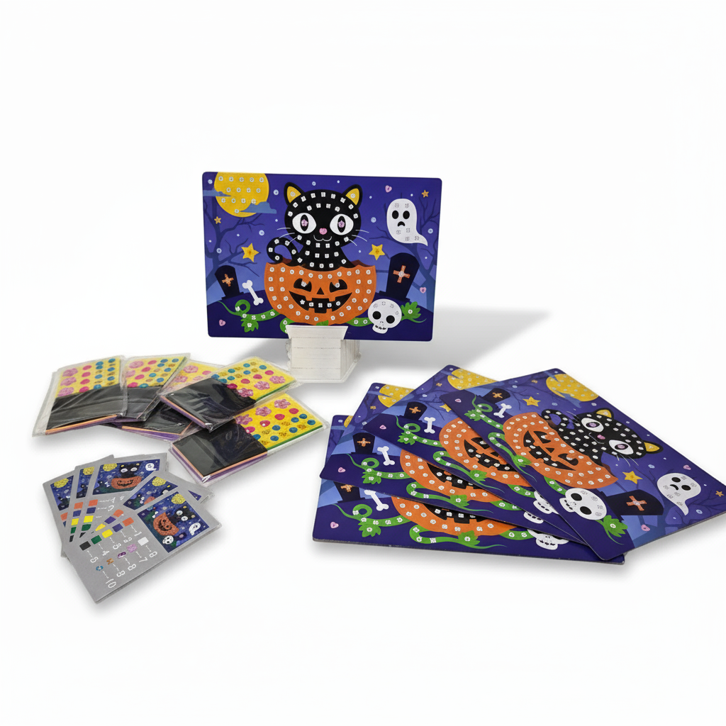 Mosaic Art Cat In Pumpkin kit with Stand pack of 5