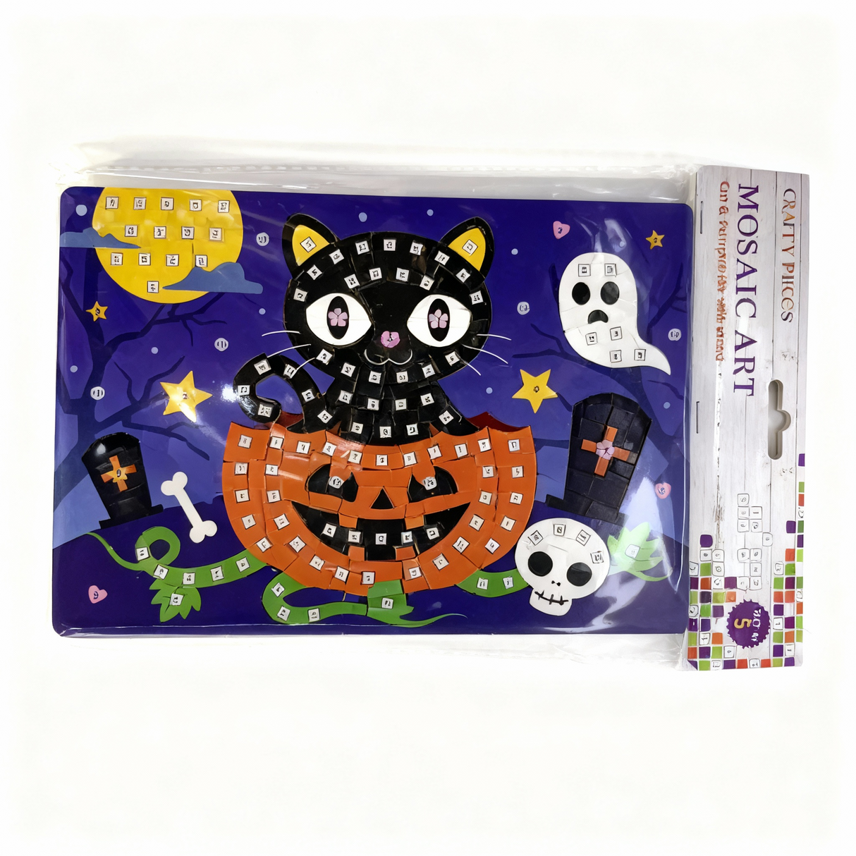 Mosaic Art Cat In Pumpkin kit with Stand pack of 5