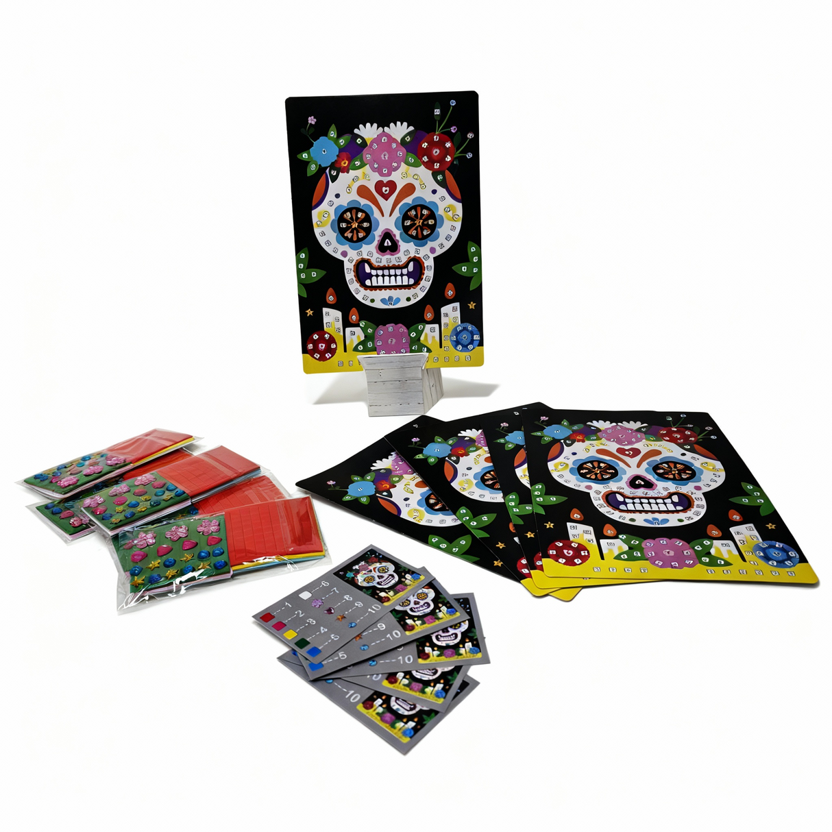 Mosaic Art Day of the Dead Skull kit with Stand pack of 5