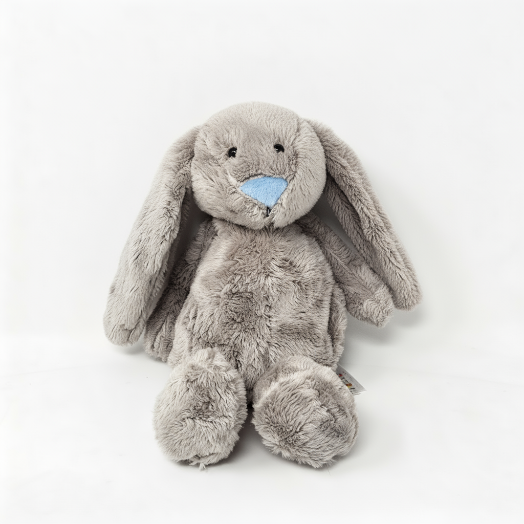 Heartbeat Stuffed Bear Flopsy Grey Bunny Blue Nose (10"")