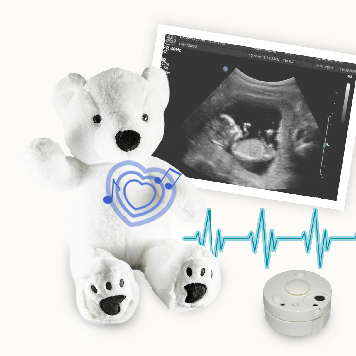 Perry the Polar Bear 16" Baby Heartbeat Bear