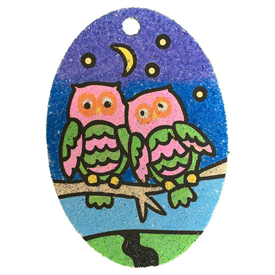 Winter Snowy Owls Oval Sand Art Picture (10 Pack)