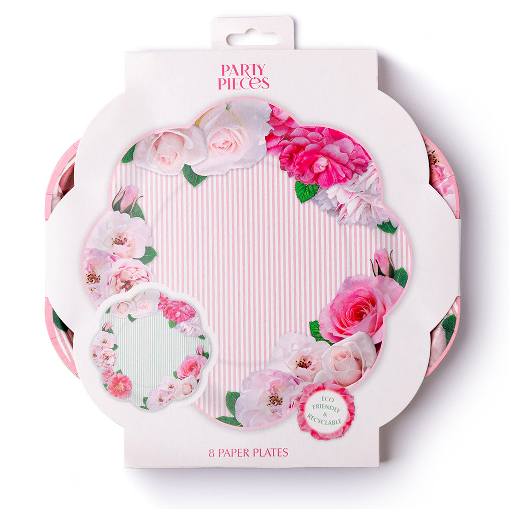 A Very English Rose Paper Party Plates (x8)