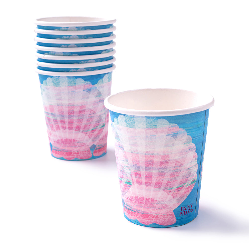 Queen of the Sea Shell Paper Party Cups (x8)