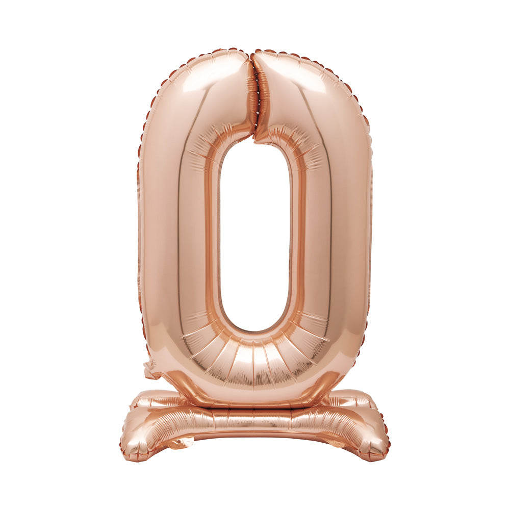 Rose Gold Standing Number Balloon - 0