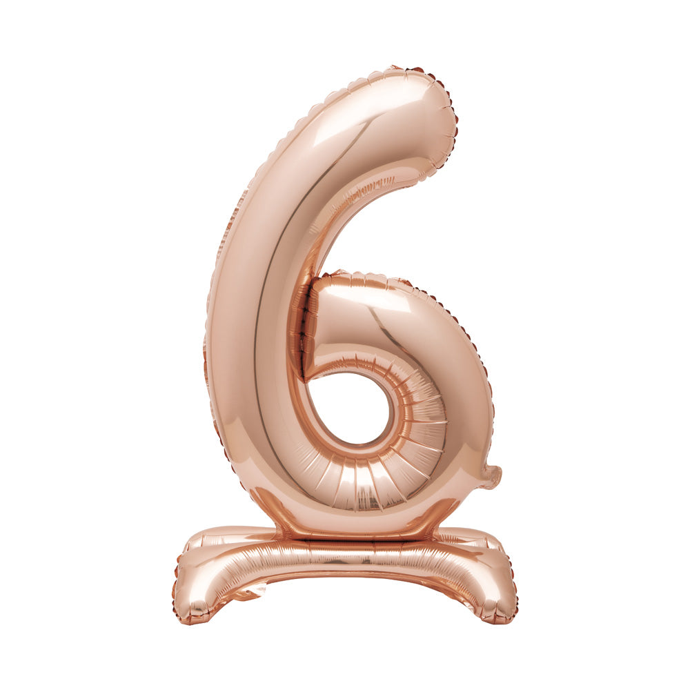 Rose Gold Standing Number Balloon - 6