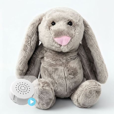 Flopsy Grey Bunny Pink Nose 10" Baby Heartbeat Bear