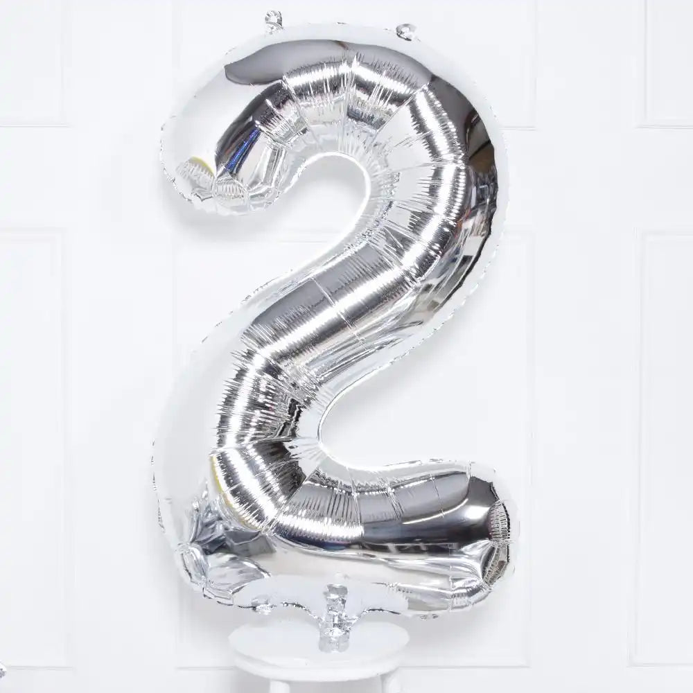 Silver Number Balloons 34"