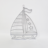 Suncatcher  -  Yacht  - Pack of 5 with Suction Hooks