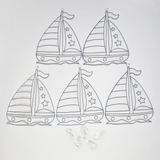 Suncatcher  -  Yacht  - Pack of 5 with Suction Hooks