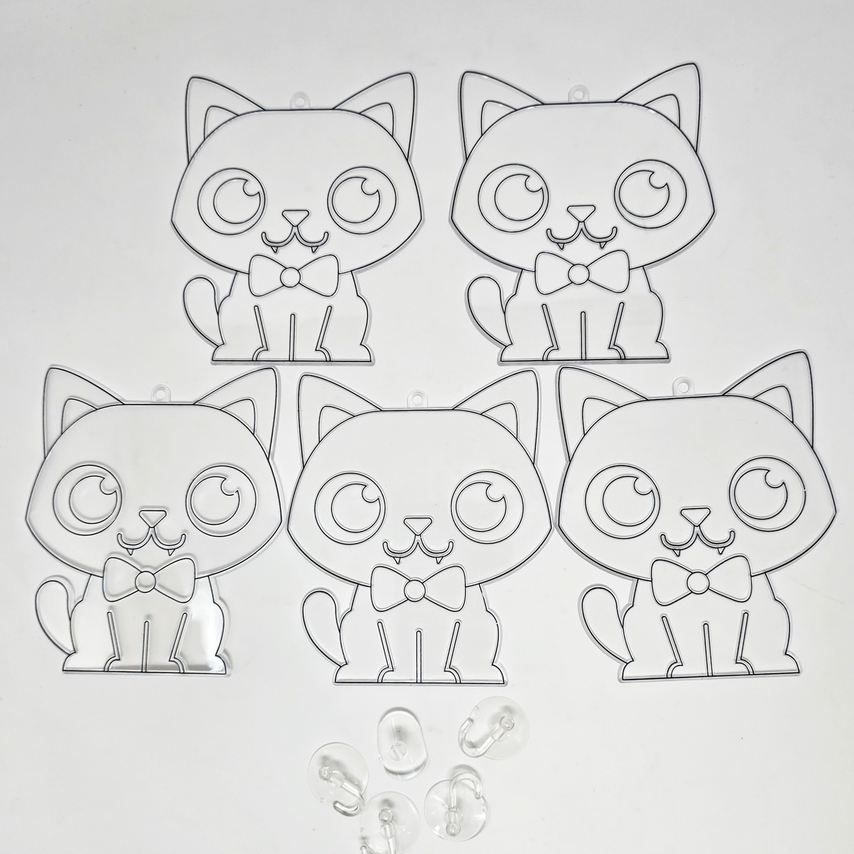 Suncatcher  -  Cat  -  Pack of 5 with Suction Hooks