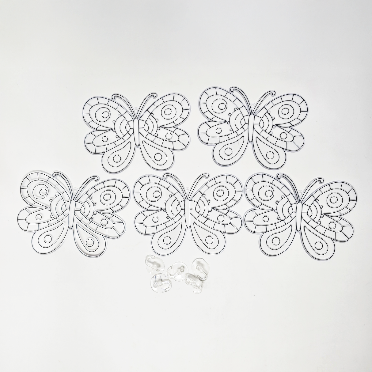 Suncatcher  -  Butterfly  - Pack of 5 with Suction Hooks