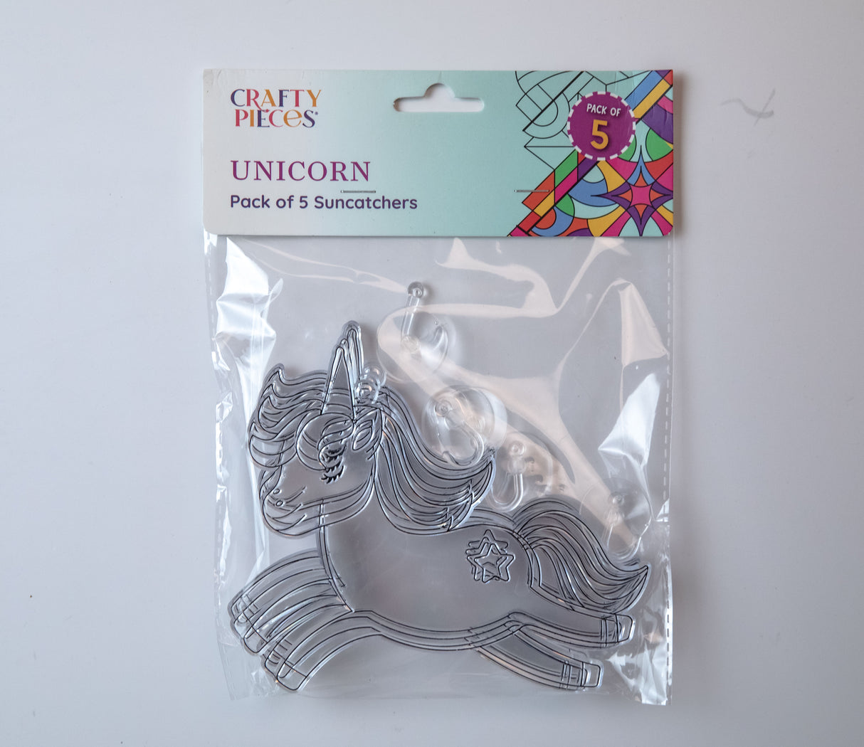 Suncatcher  -   Unicorn  - Pack of 5 with Suction Hooks