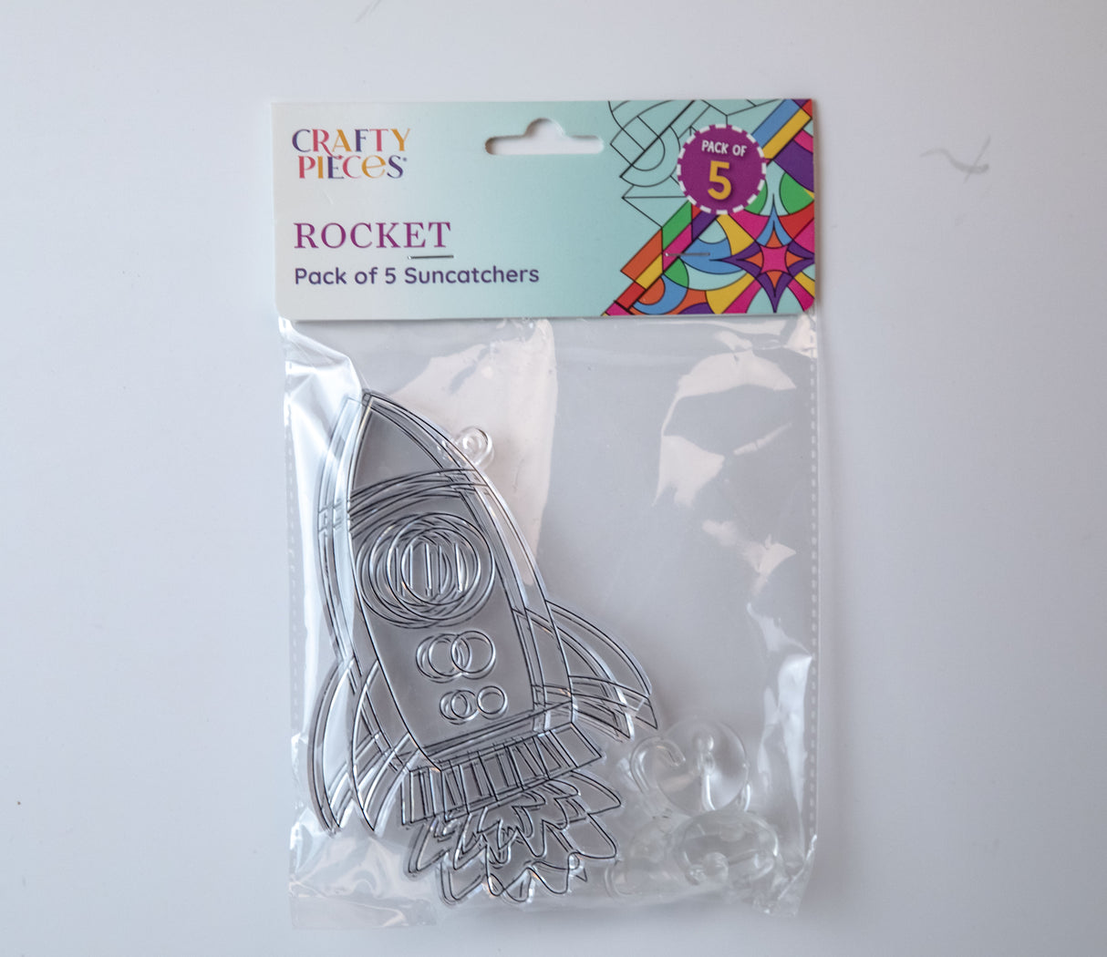 Suncatcher  -  Rocket  -  Pack of 5 with Suction Hooks
