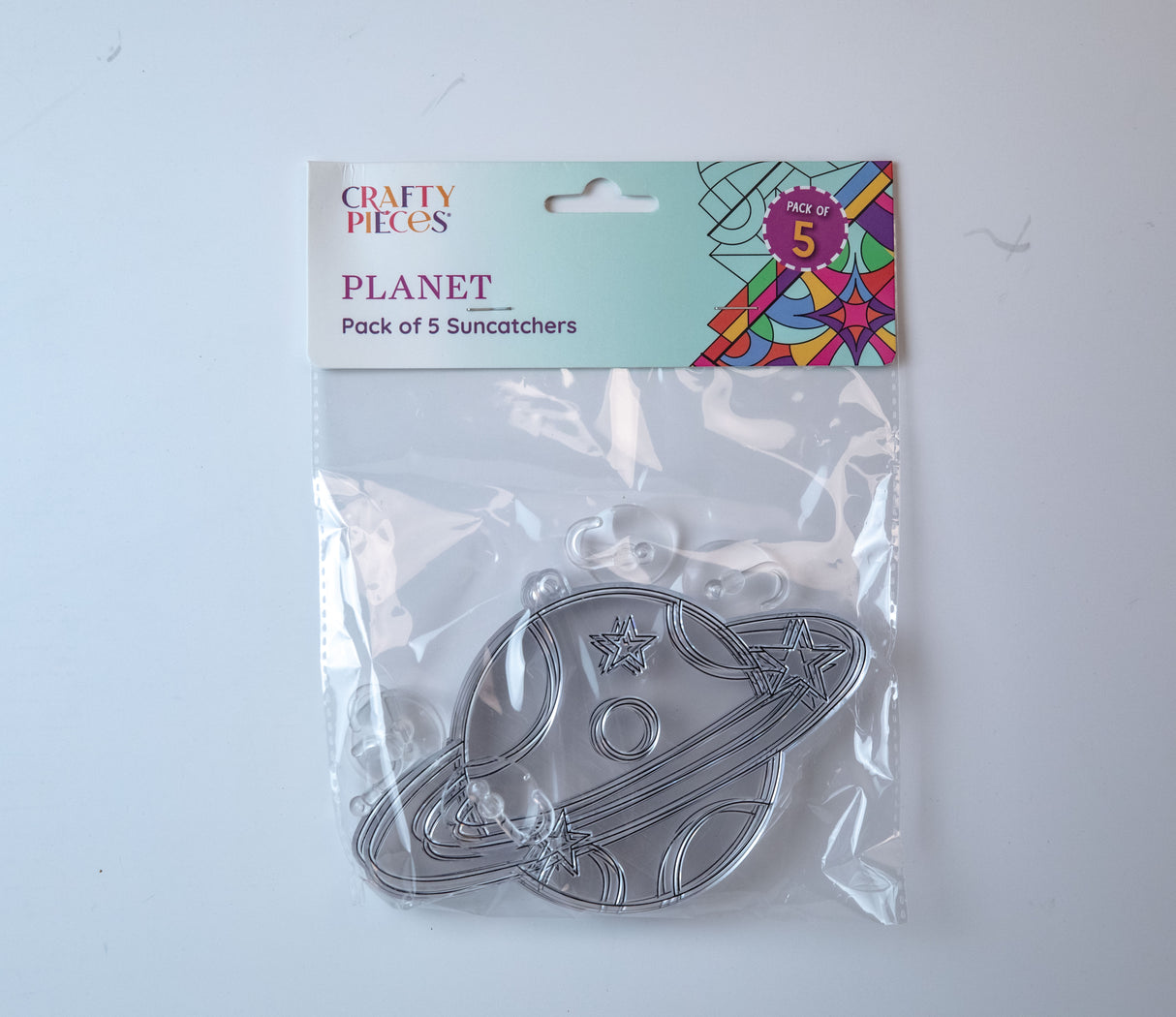 Suncatcher  -  Planet   -  Pack of 5 with Suction Hooks