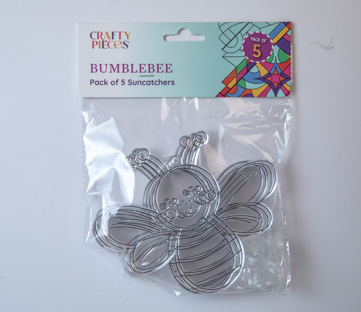 Suncatcher  -   Bee  -  Pack of 5 with Suction Hooks