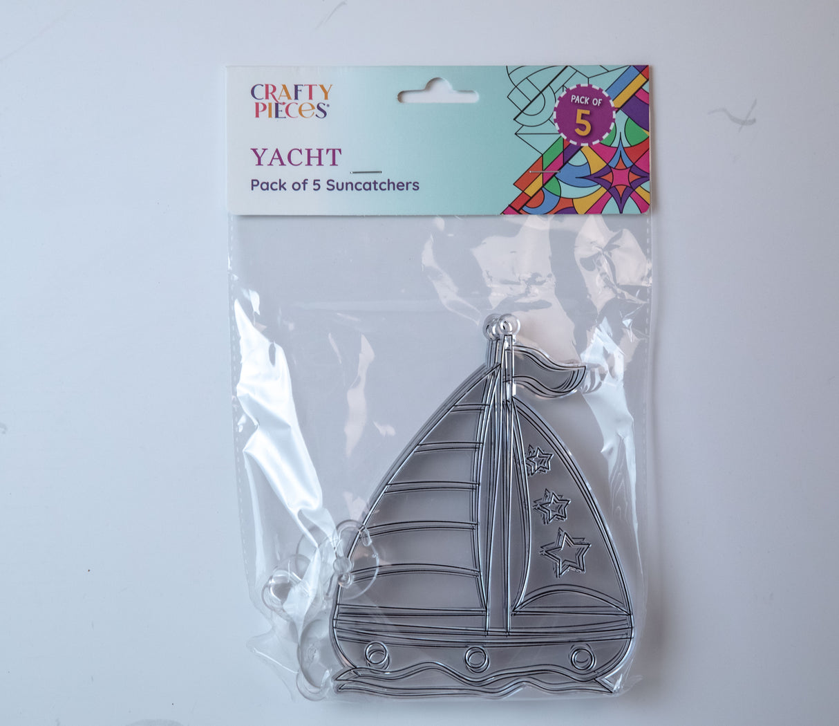 Suncatcher  -  Yacht  - Pack of 5 with Suction Hooks